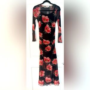 Floral Mesh Maxi Dress size M